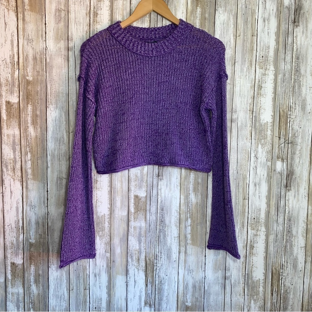 NWT Wild Fable Purple Crop Wide Sleeve Sweater - Picture 3 of 7